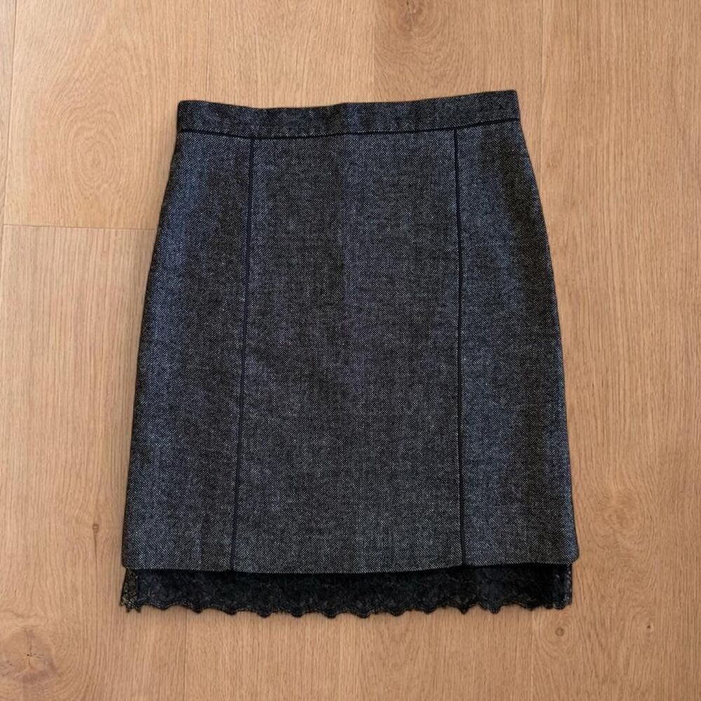 Rebecca Taylor Wool Linen Lace Trim Pencil Skirt Size 6